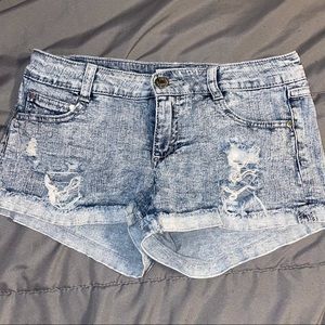 Acid wash jean shorts